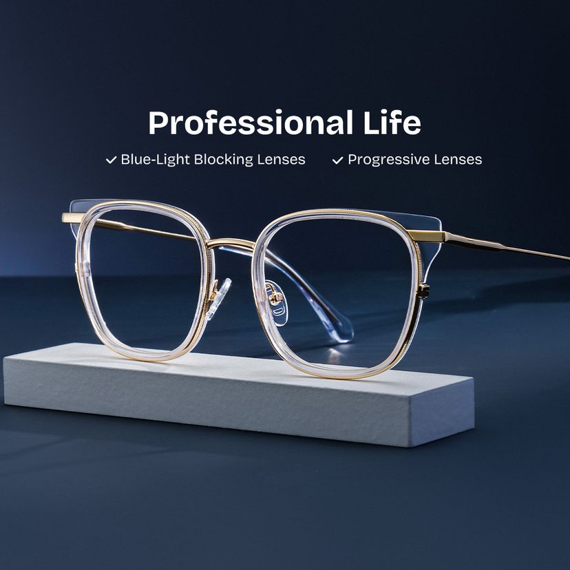 Cameron Clear Gold Square Glasses