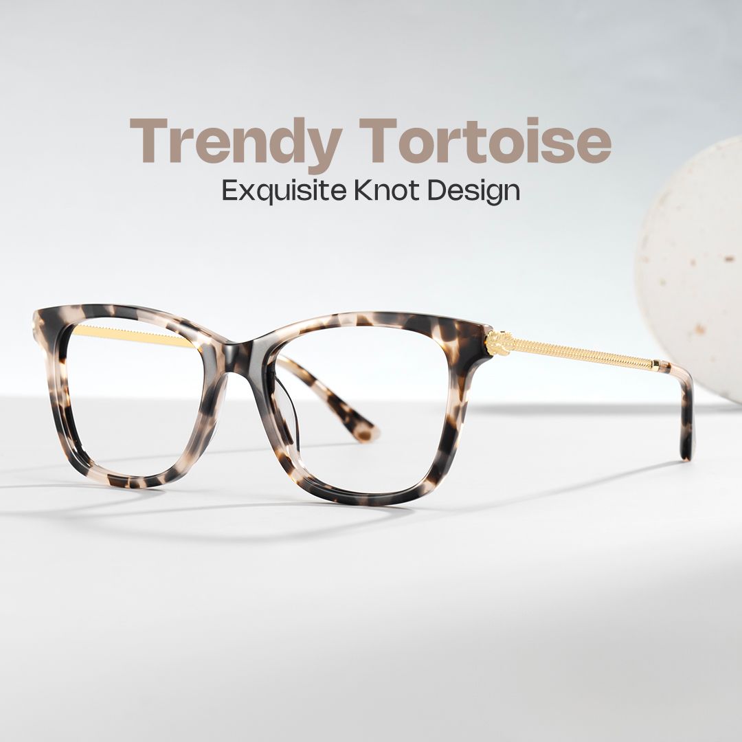 Large Rectangle Eyeglasses With Woven Metal Temples0