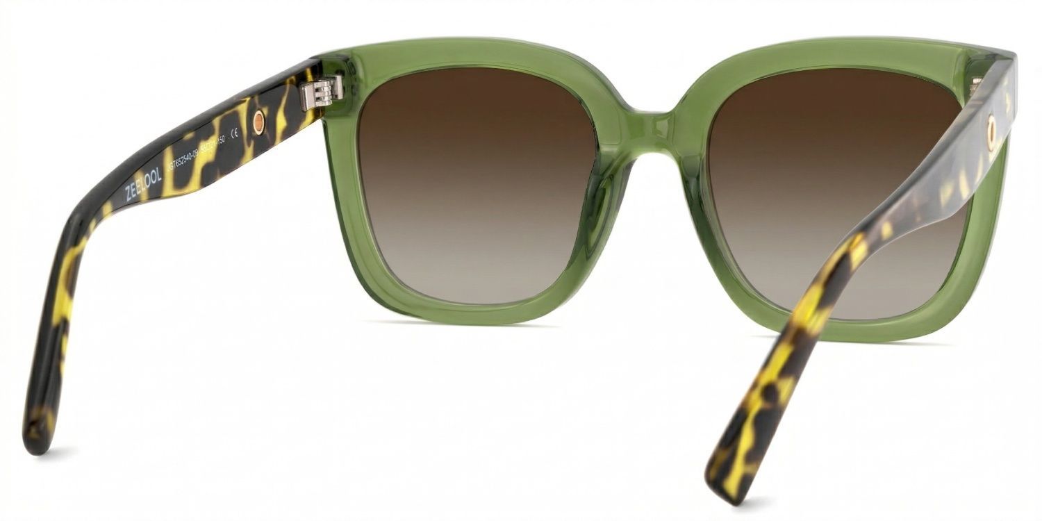 Ebony Tr90 Green Tortoise Square Frame Sunglasses | ZEELOOL UK4