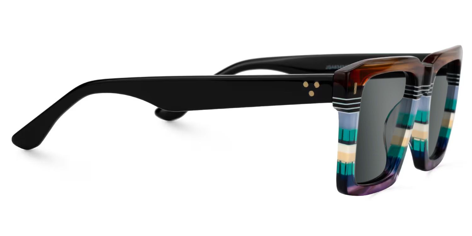 Kenish Acetate Multicolor Square Frame Sunglasses | ZEELOOL UK2