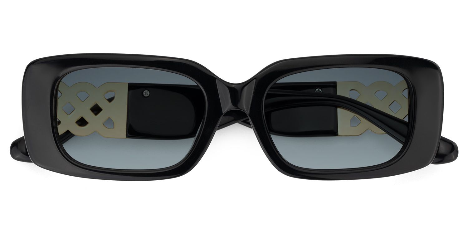 Jonas Rectangle Black Full Rim Sunglasses | ZEELOOL UK0