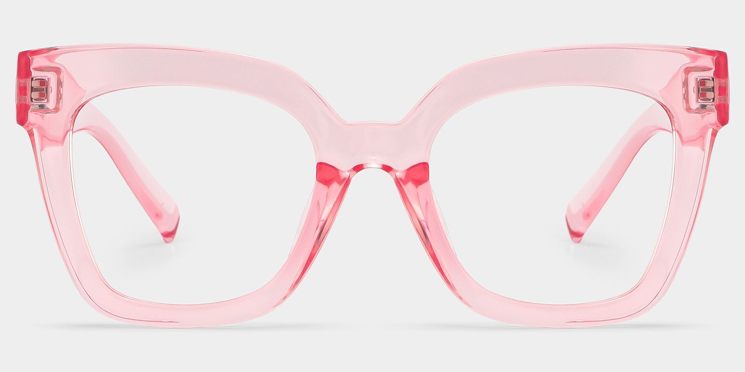 Malcolm Pink Translucent Glasses with Square Frames0