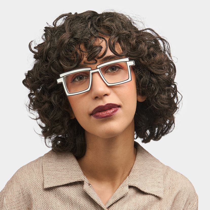 Zephyr White Rectangle Glasses