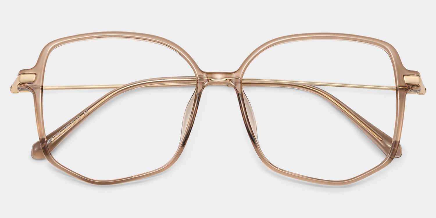 Payton Geometric Beige Frame Glasses | ZEELOOL UK1