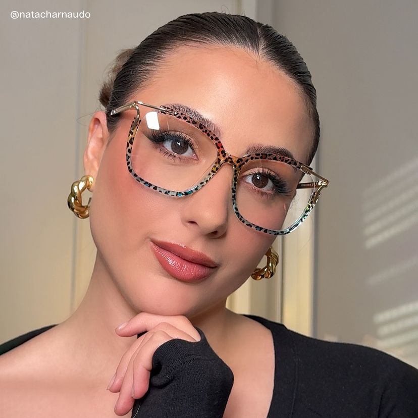 Sidibe Blue Leopard Square Glasses