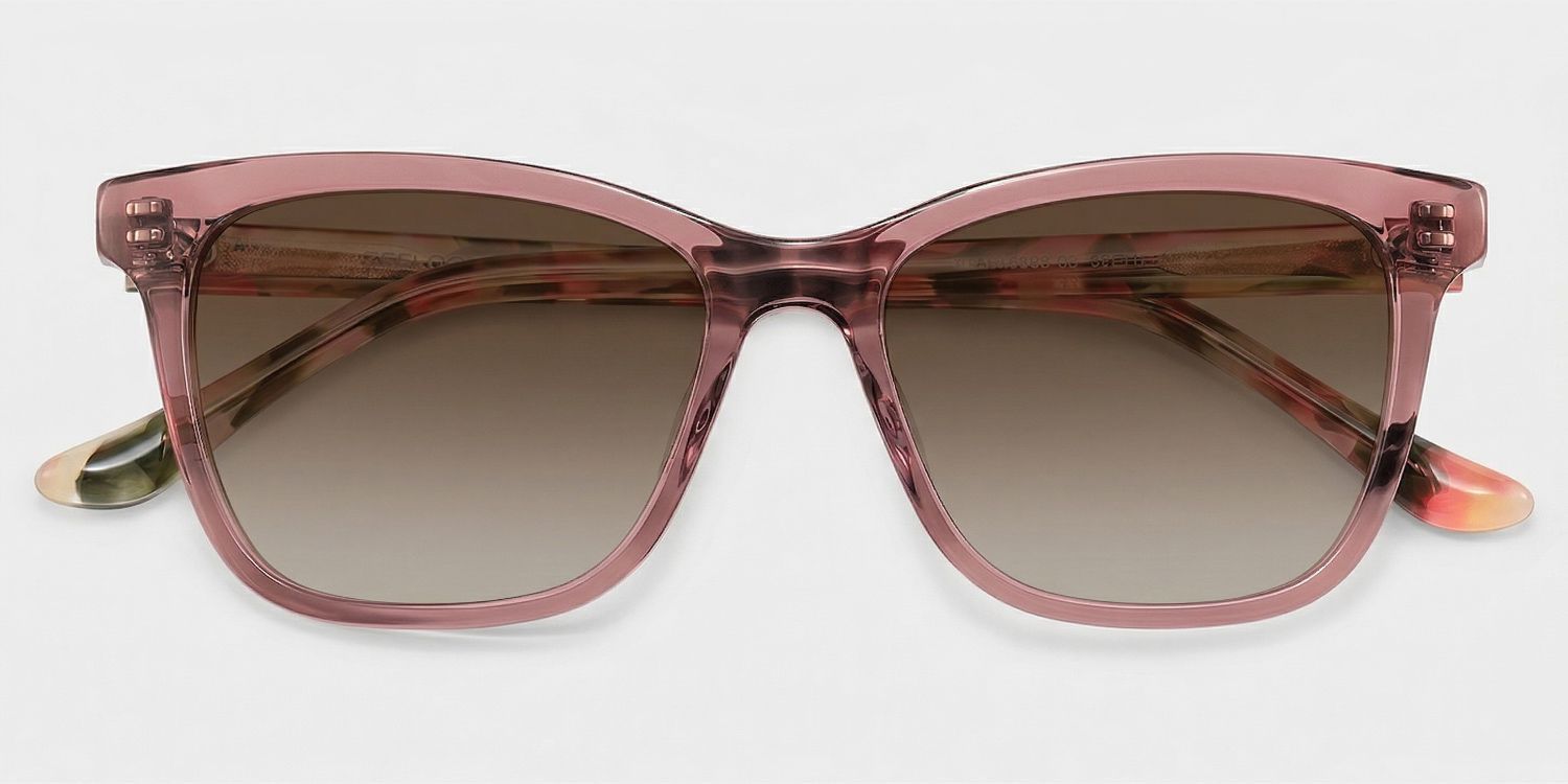 Faith Pink Rectangle Polarized Sunglasses for Driving | ZEELOOL UK1
