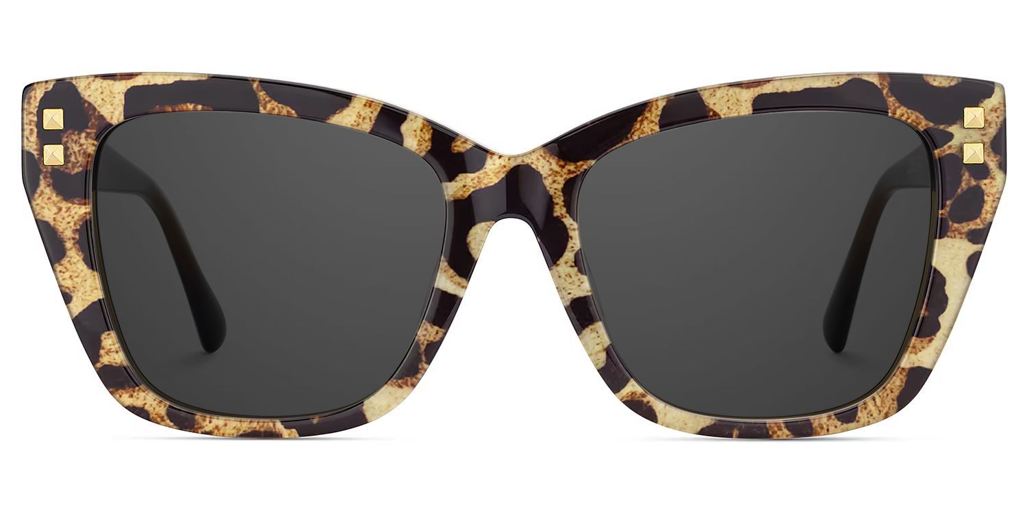 Tessia Brown Leopard Square Polarized Sunglasses for Driving | ZEELOOL UK0