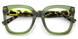 Ebony Green Tortoise Square Glasses3