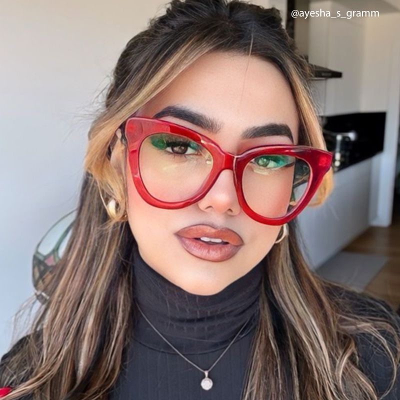 Yaser Red Cat eye Glasses