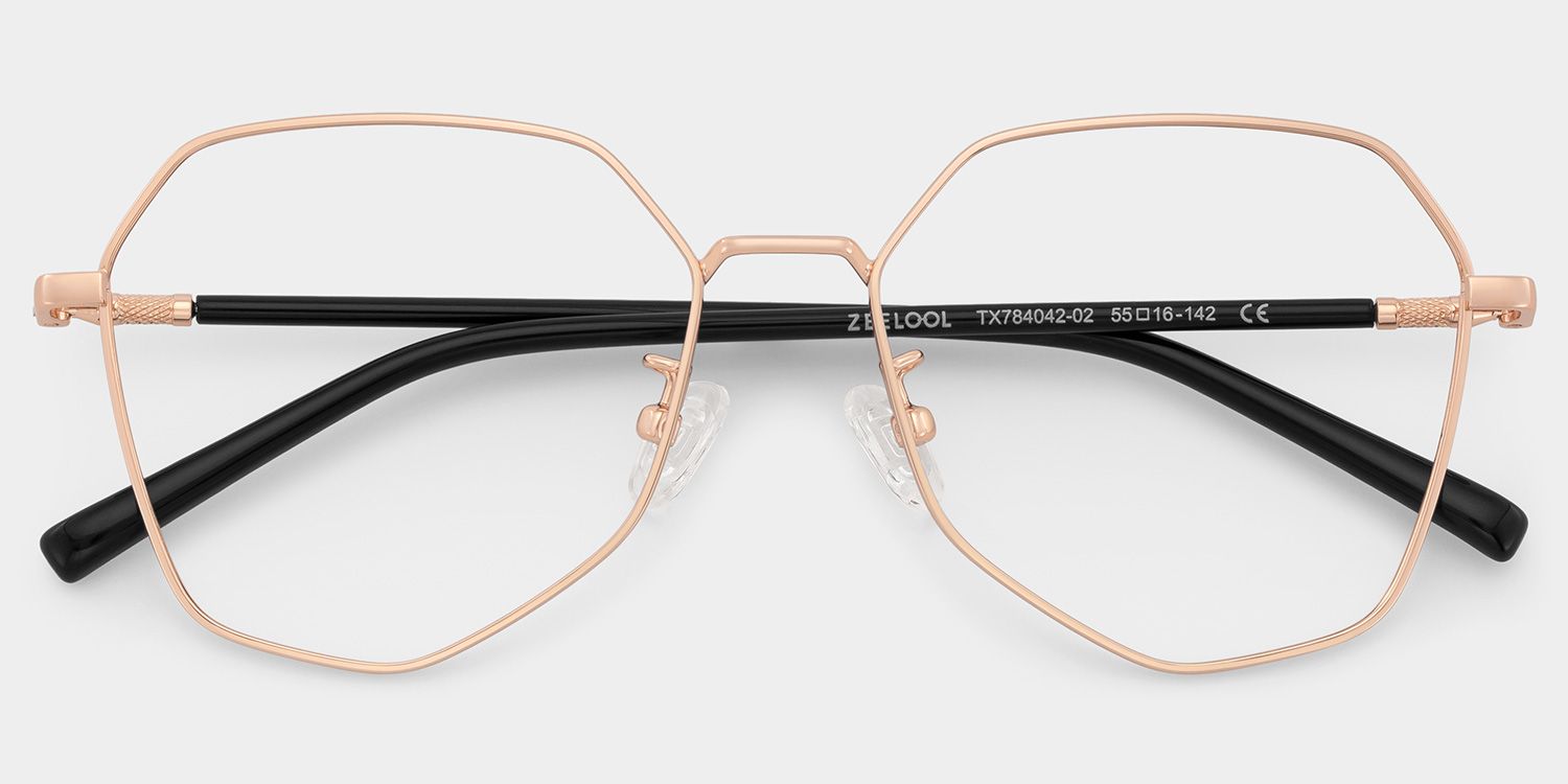 Bivins Geometric Gold Thin Frame Glasses | ZEELOOL UK1