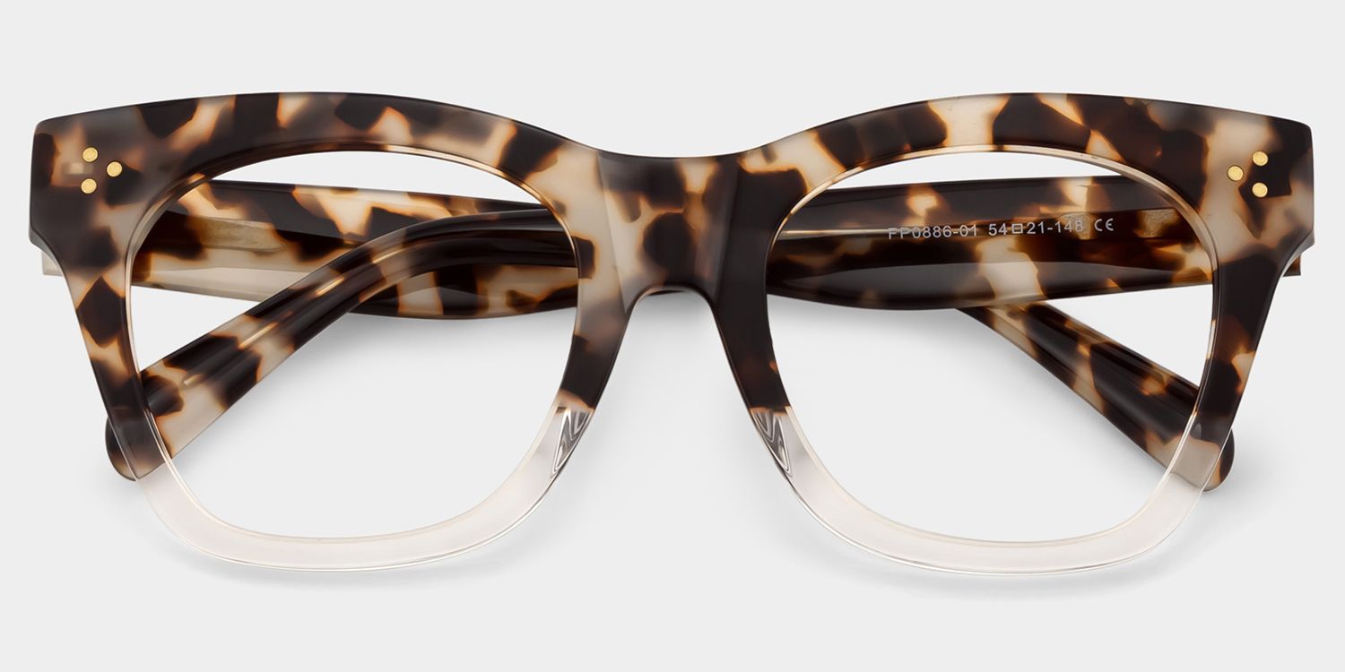 Rectangle Tandy Light Tortoise Frame Glasses | ZEELOOL UK1