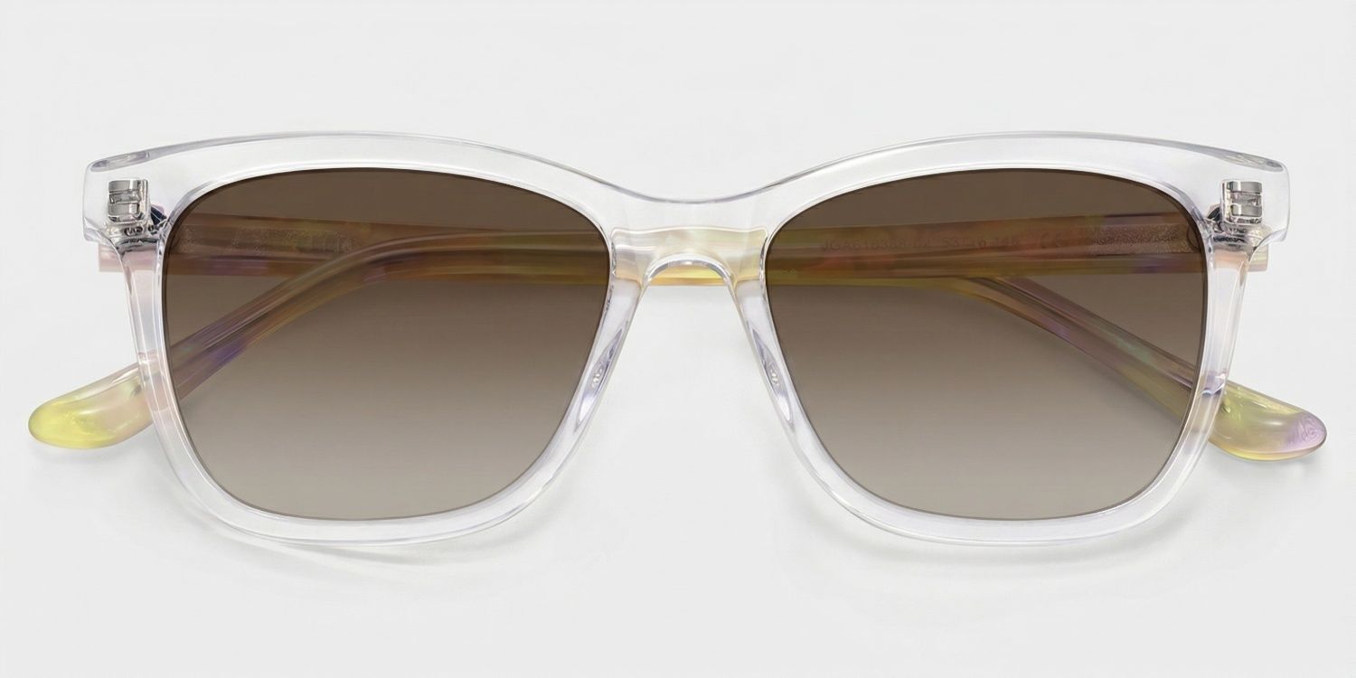 Faith Acetate Clear Rectangle Frame Sunglasses | ZEELOOL UK1