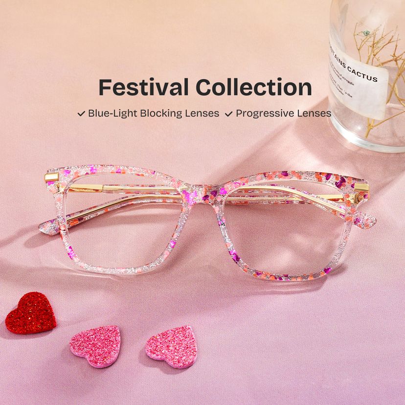 Eliot Pink Rectangle Glasses