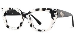 Flare Cow Print Rectangle Glasses3