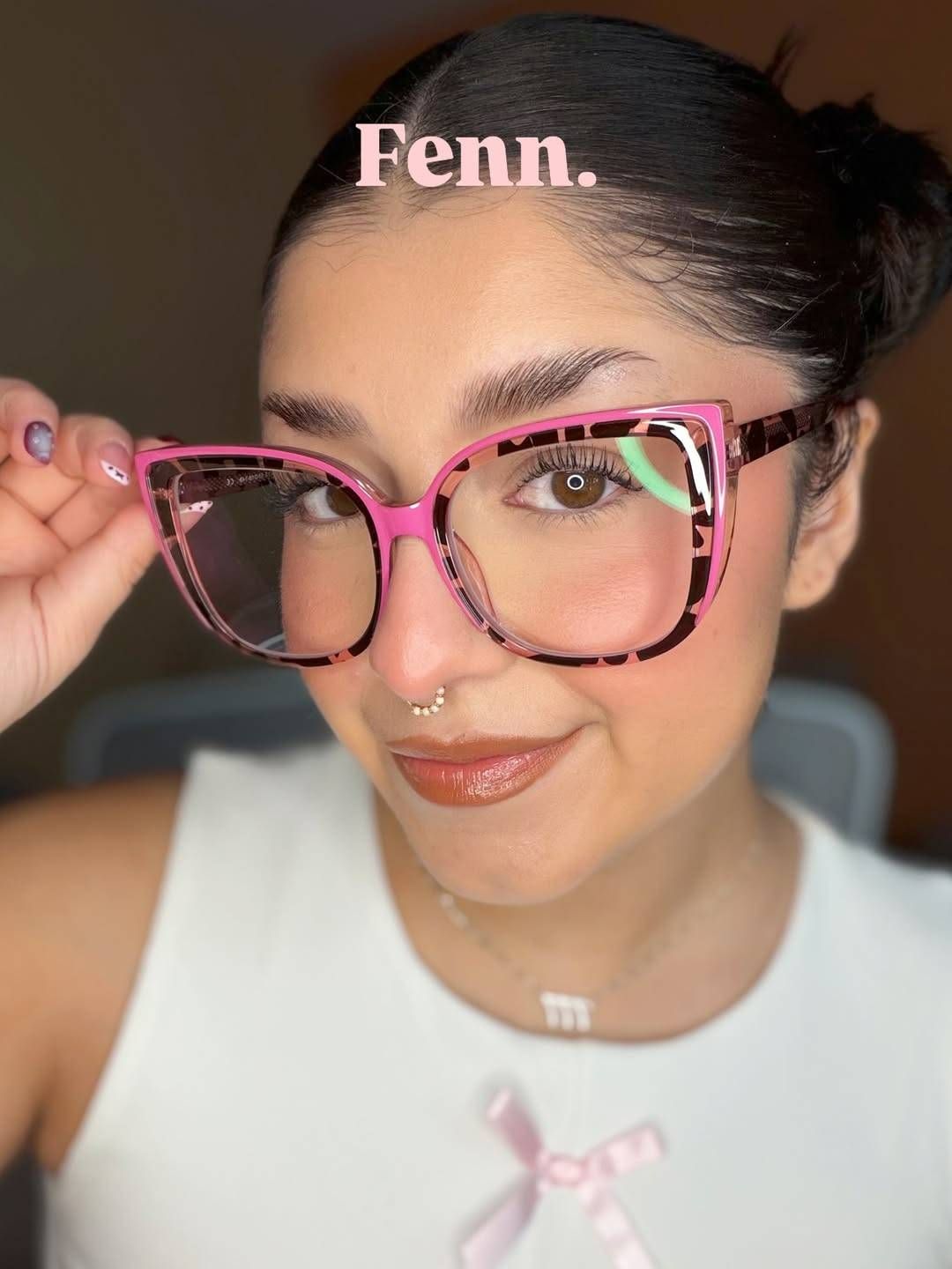 Large Cat Eye Glasses with Pink and Tortoise Frame10