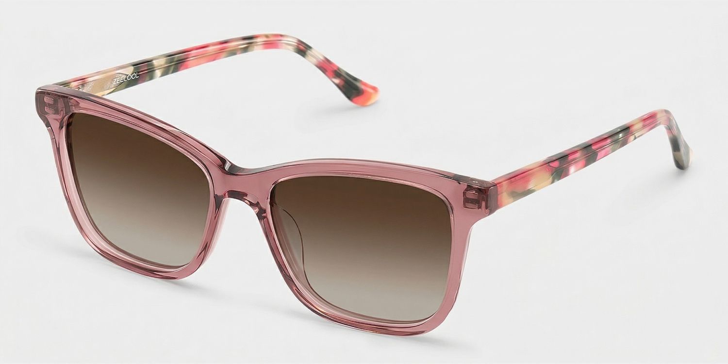 Faith Pink Rectangle Polarized Sunglasses for Driving | ZEELOOL UK2