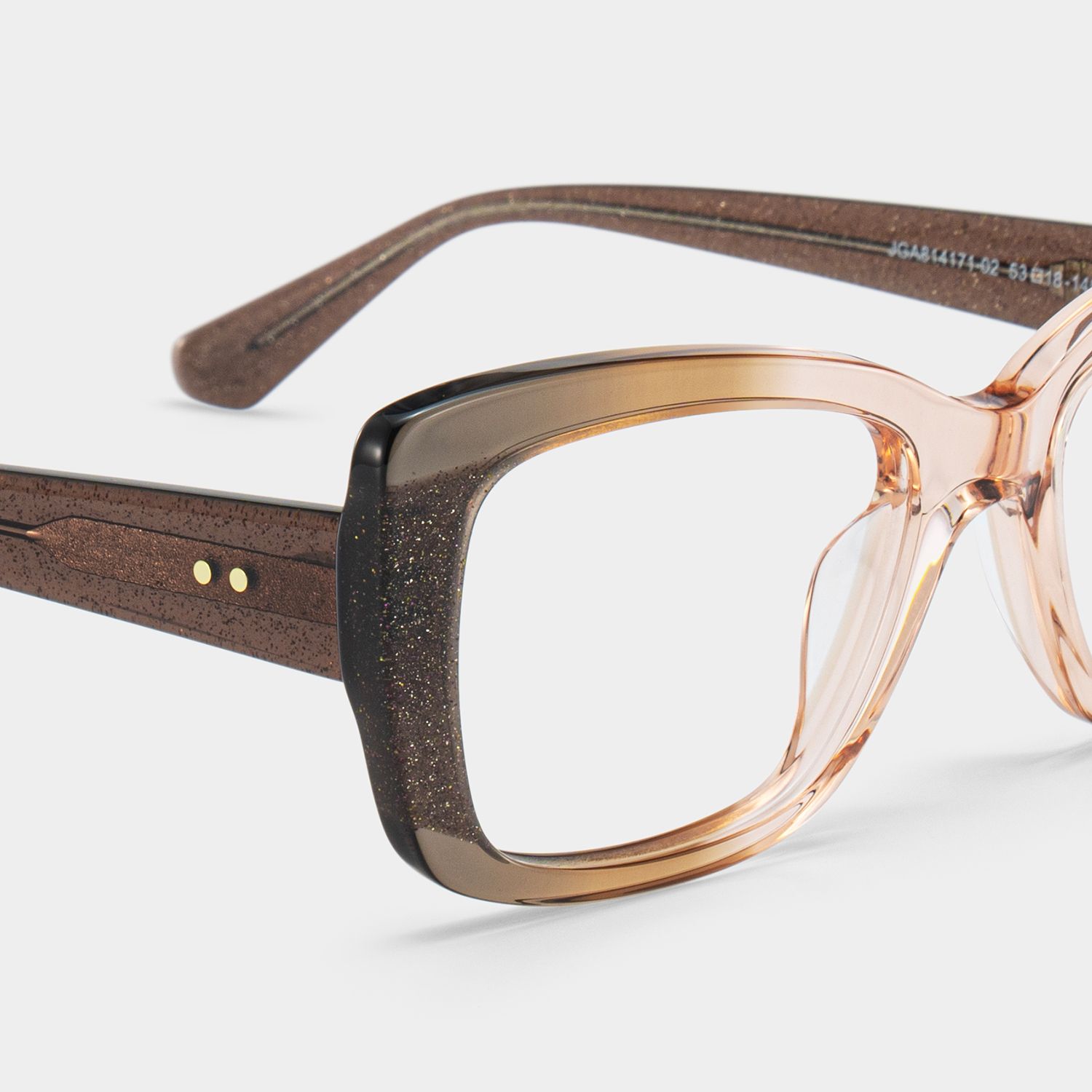 Leona Rectangle Brown Omber Glasses with Glittering Powder | ZEELOOL5