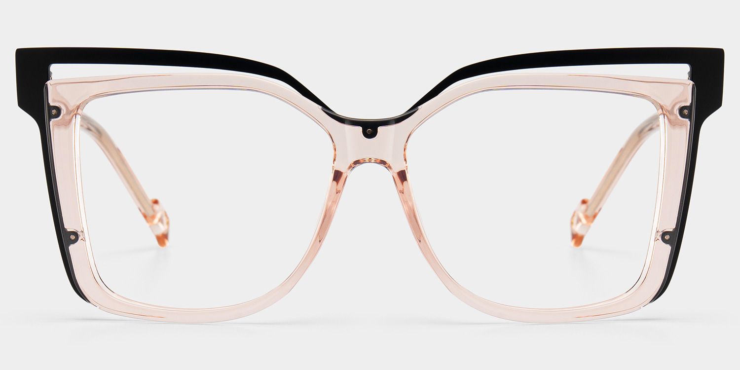 Twolla Square Beige Glasses and Black Edge Frame0