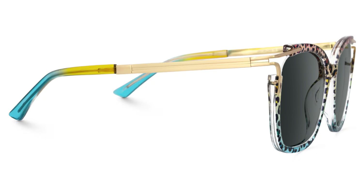 Sidibe Square Blue Leopard Semi Rim Sunglasses | ZEELOOL UK2