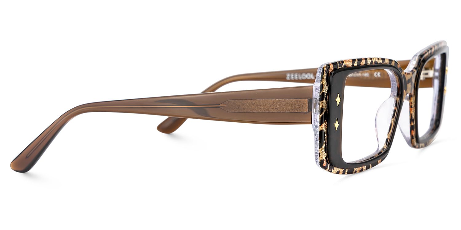 Women's Rectangle Eyeglasses Frames With Leopard Color4