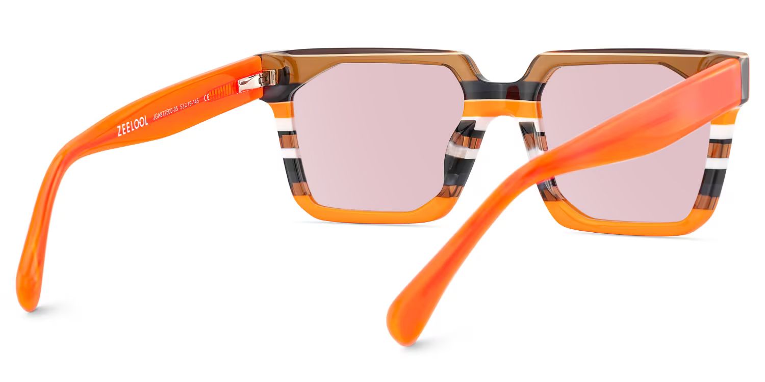 Laguer Rectangle Orange Sunglasses for Women & Men | ZEELOOL UK4
