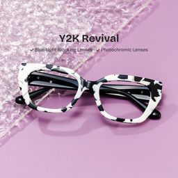 Flare Cow Print Rectangle Glasses0