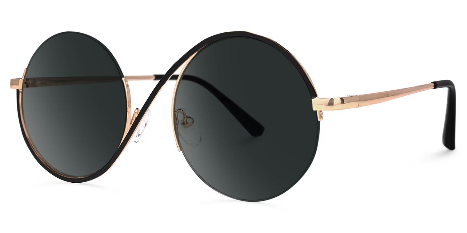 Flozif Round Black Semi Rim Sunglasses | ZEELOOL UK1