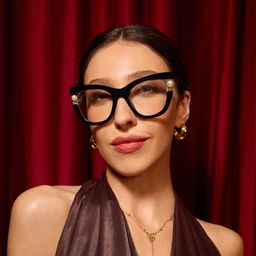 Pearl Black Cat eye Glasses0