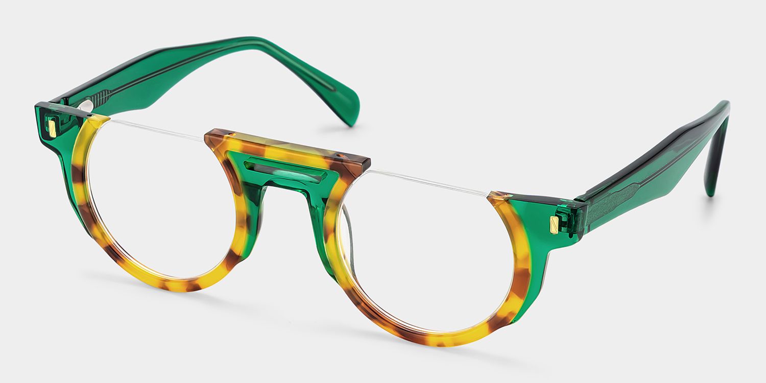 Mastin Round Tortoise Half Frame Glasses3