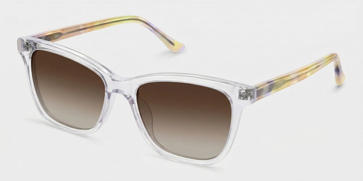 Faith Acetate Clear Rectangle Frame Sunglasses | ZEELOOL UK2