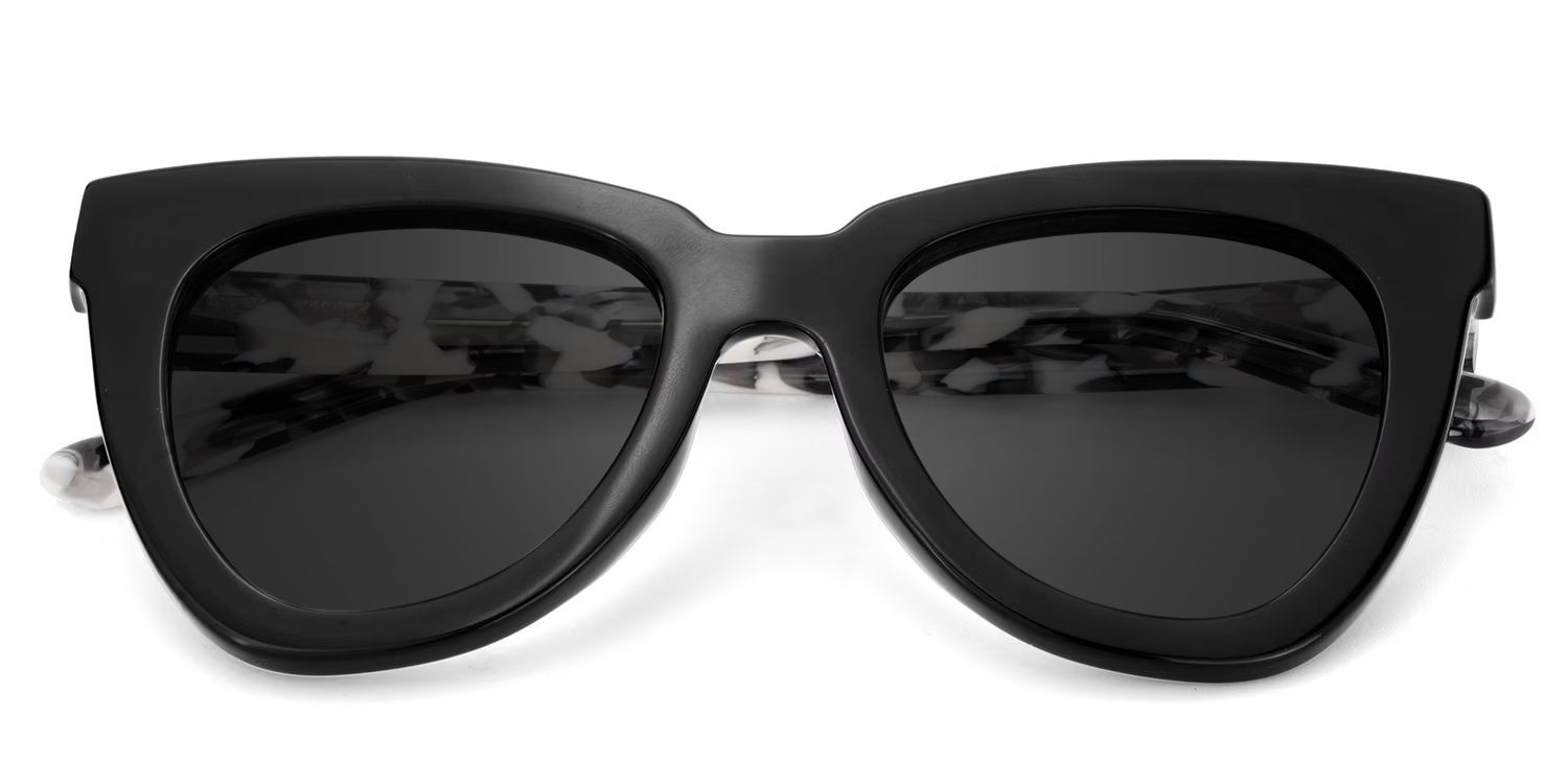 Yaser Acetate Black Cat Eye Frame Sunglasses | ZEELOOL UK1