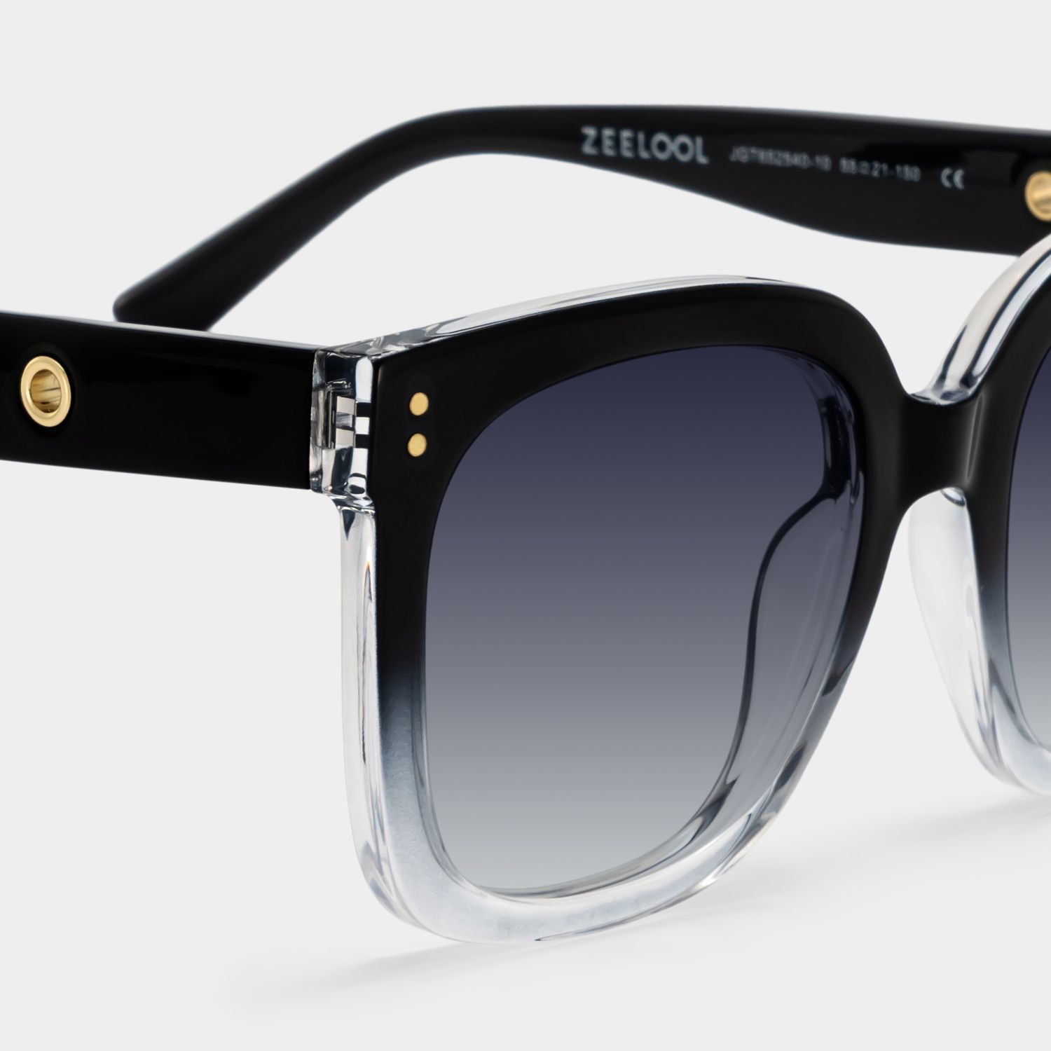 Ebony Square Black Clear Full Rim Sunglasses | ZEELOOL UK4