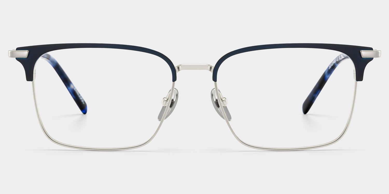 Maxwell Blue Browline Glasses Frames in Titanium for Men | ZEELOOL UK0