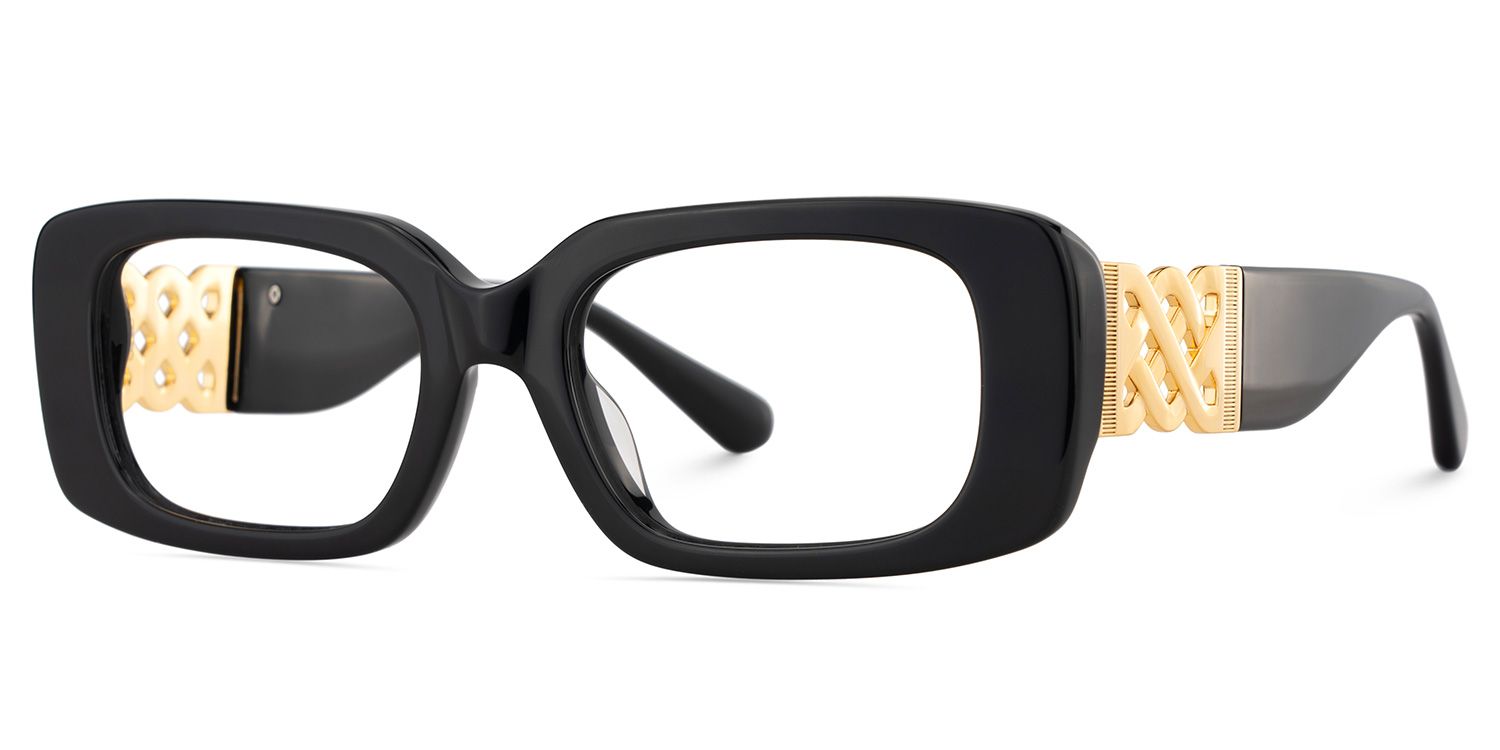 Jonas Rectangle Black Color Frame Glasses for Women | ZEELOOL UK3
