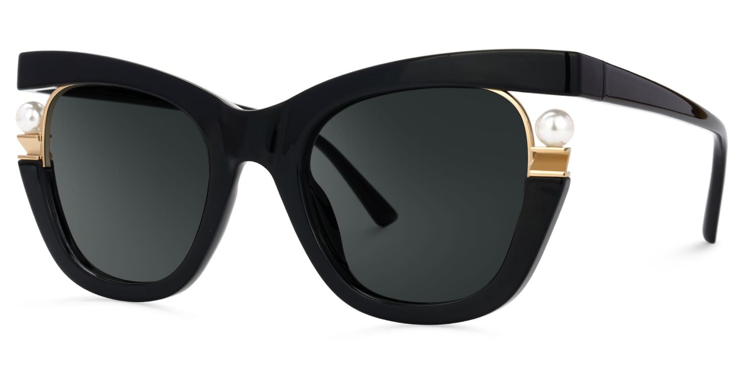 Pearl Black Cat Eye Polarized Sunglasses for Driving | ZEELOOL UK1