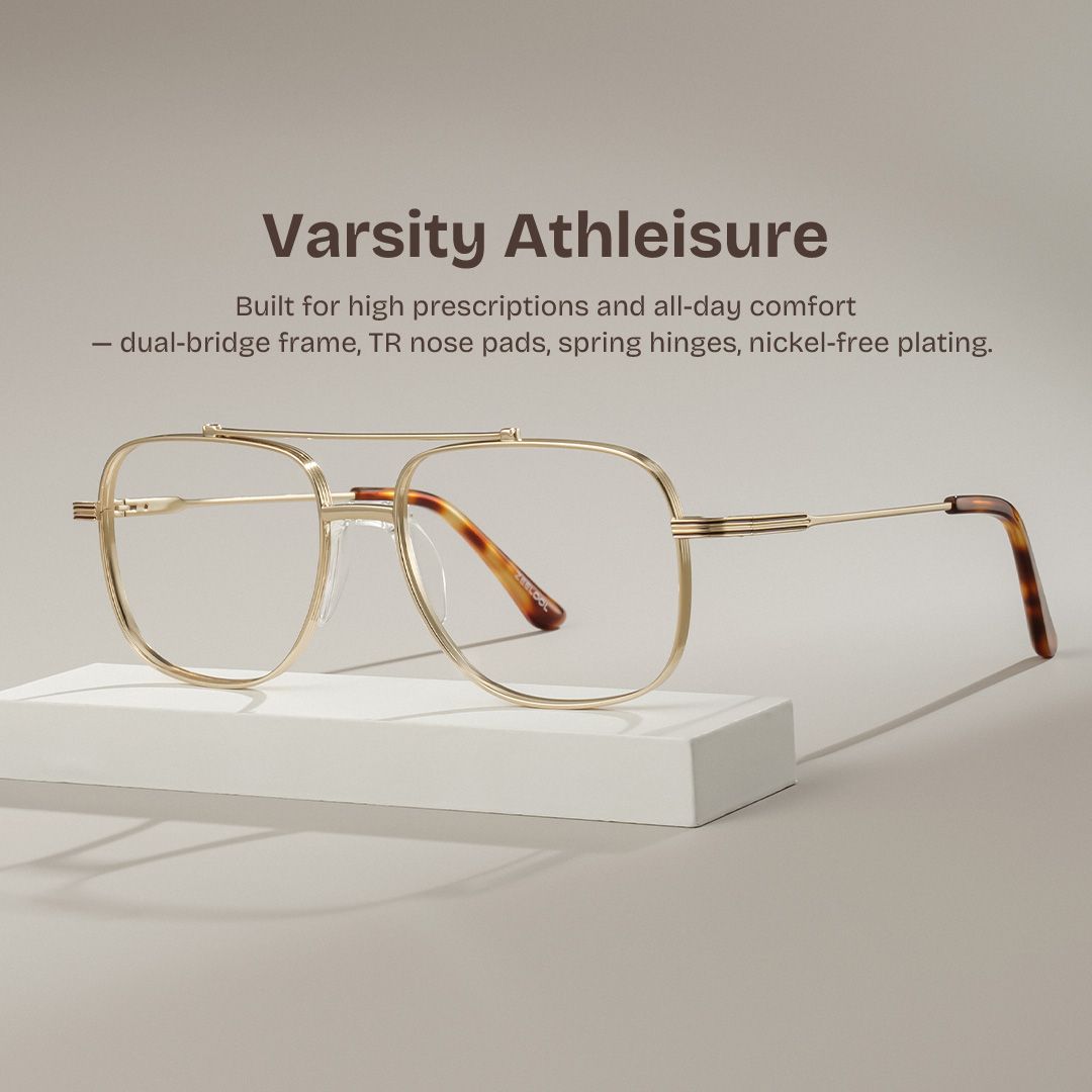Poppy Gold Aviator Glasses | Striped Varsity Metal0