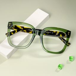 Ebony Green Tortoise Square Glasses0