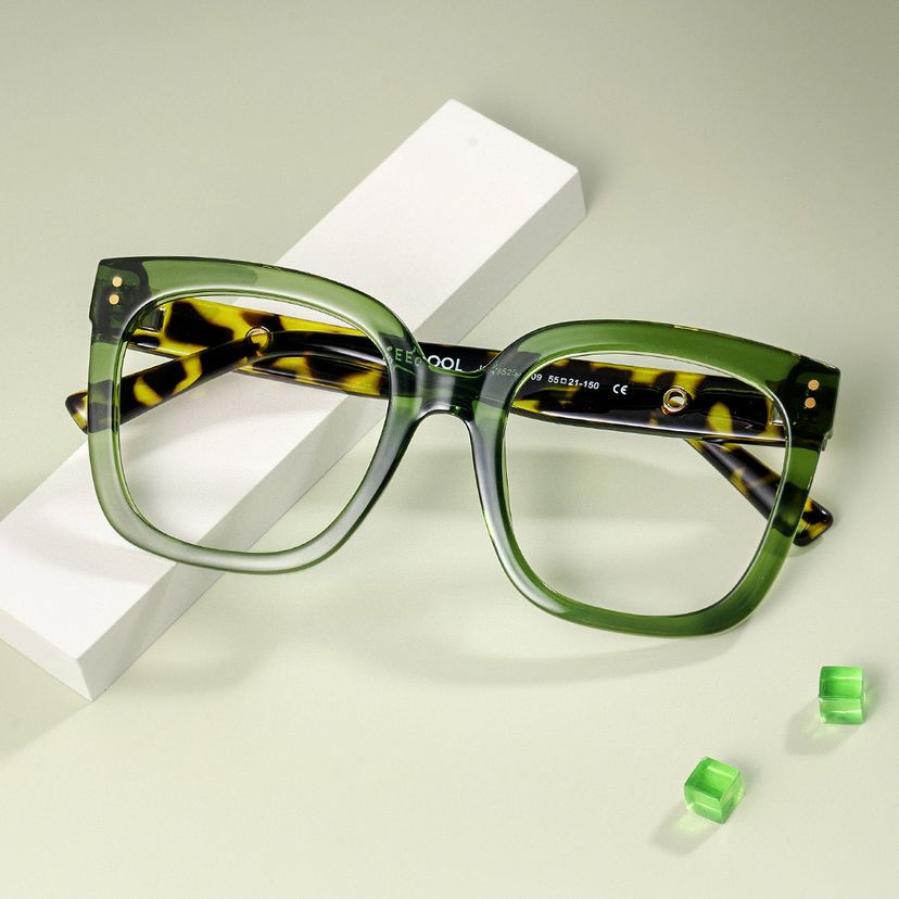 Ebony Green Tortoise Square Glasses
