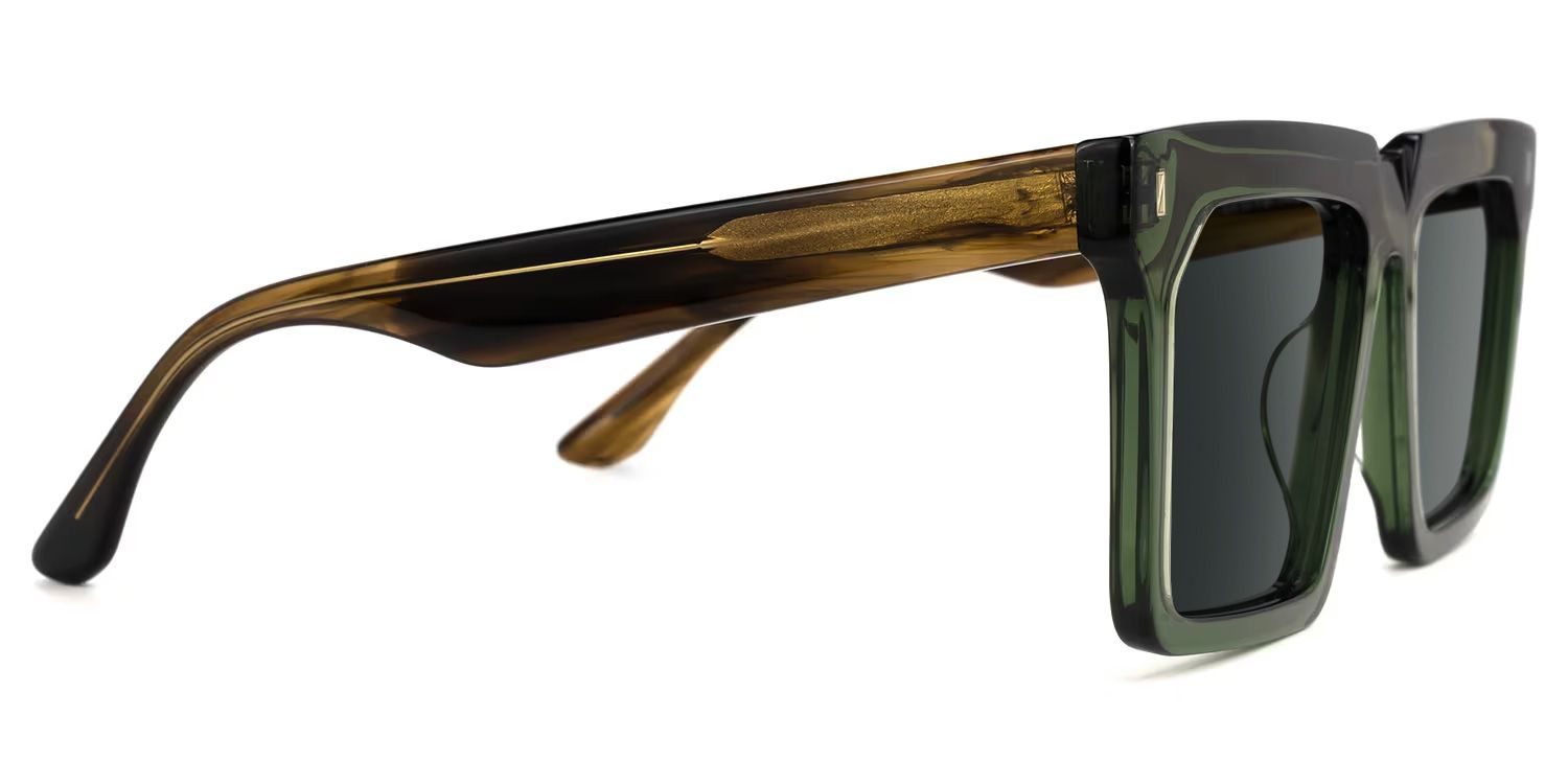 Moreland Rectangle Green Full Rim Sunglasses | ZEELOOL UK2