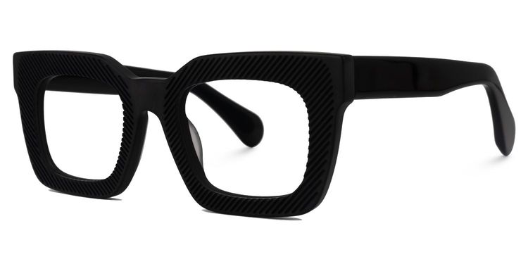 Keisa Black Rectangle Glasses