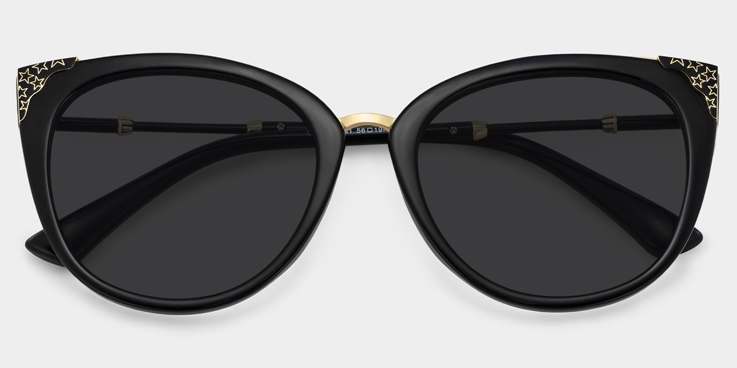 Dalton Cat Eye Black Full Rim Sunglasses | ZEELOOL UK1