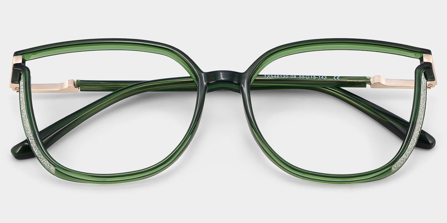 Rodz Square Dark-Green Frame Glasses | Zeelool1