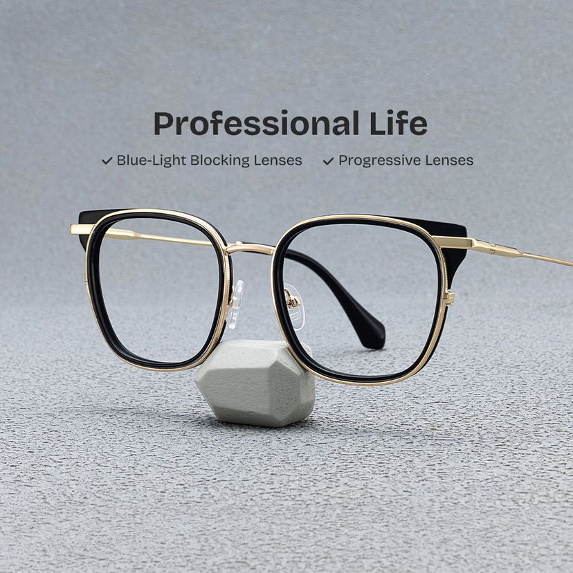 Cameron Black Gold Square Glasses