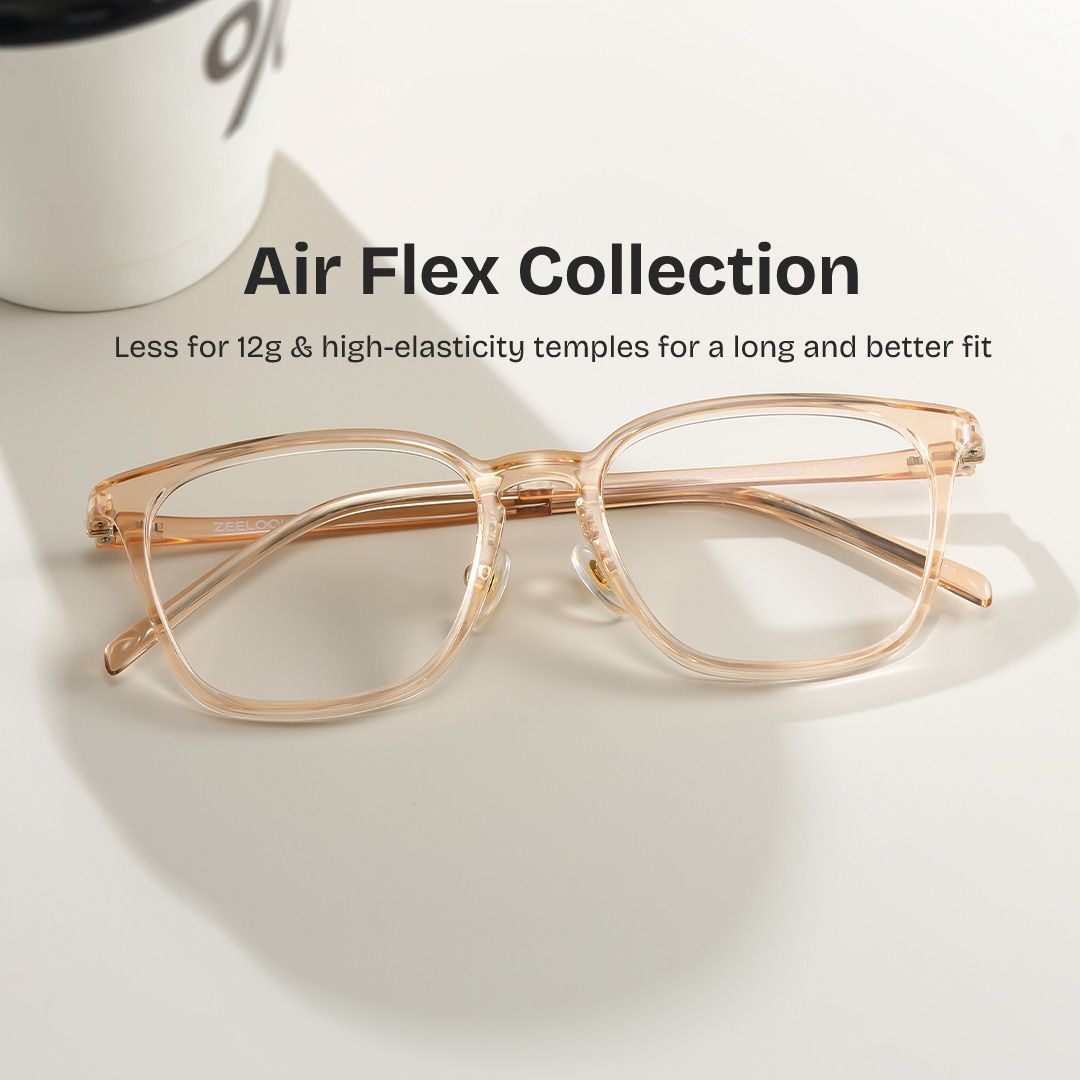 Lily Rectangular Round Glasses in Light Yellow Frame | ZEELOOL UK0