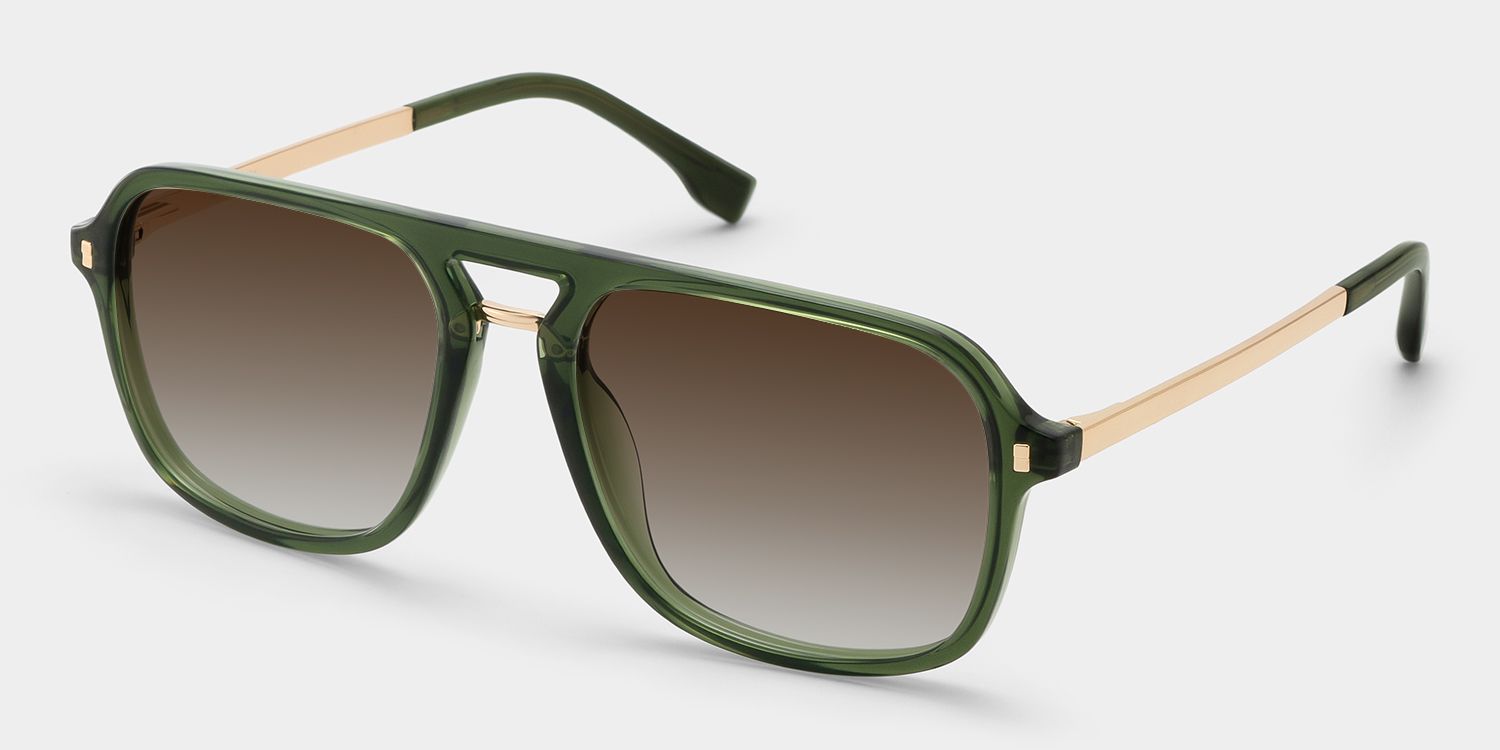 Kilworth Aviator Sunglasses with Tr90 Green Frames | ZEELOOL CA2