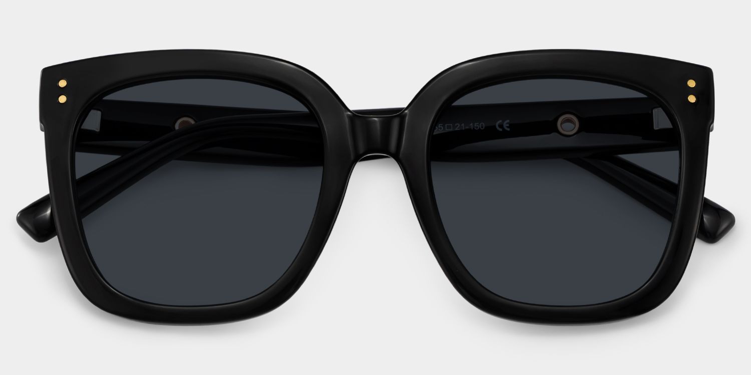 Ebony Square Black Sunglasses for Women & Men | ZEELOOL UK1