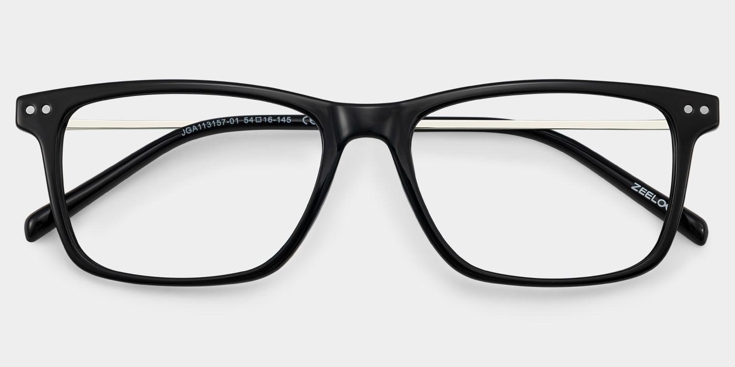 Eleanor Men's Black Rectangular Eyeglasses in TR90 for Men | ZEELOOL UK2