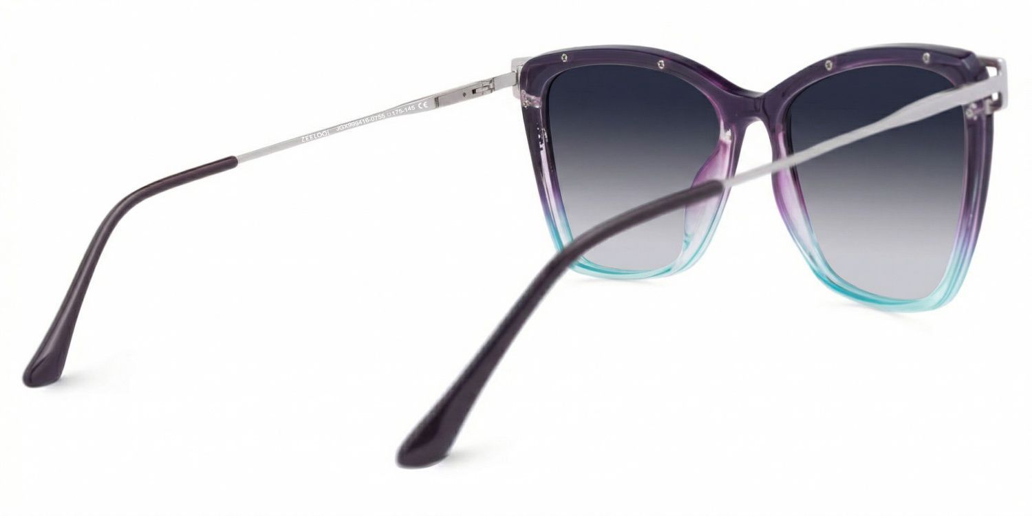Krystle Square Purple-Blue Full Rim Sunglasses | ZEELOOL UK3