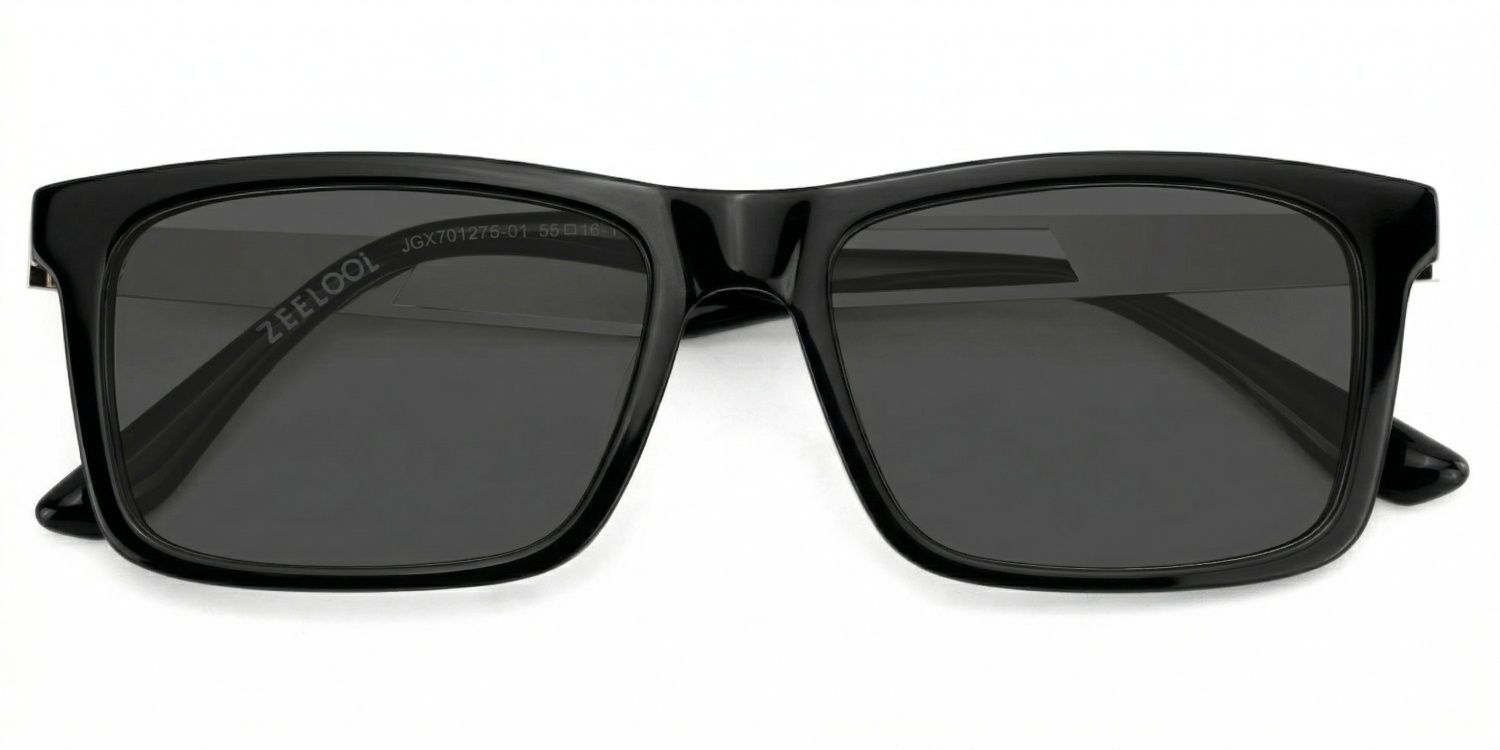 Osvaldo Black Rectangle Polarized Sunglasses for Driving | ZEELOOL UK1