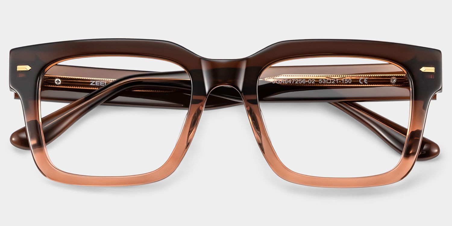 Benjamin Two-tone Wide Rectangle Glasses | ZEELOOL2